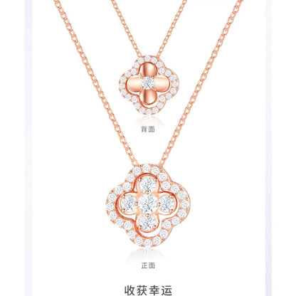 Chow Tai Seng Lucky 4-leaf Clover S925 Sterling Silver Necklace with Multiple Wearing Styles