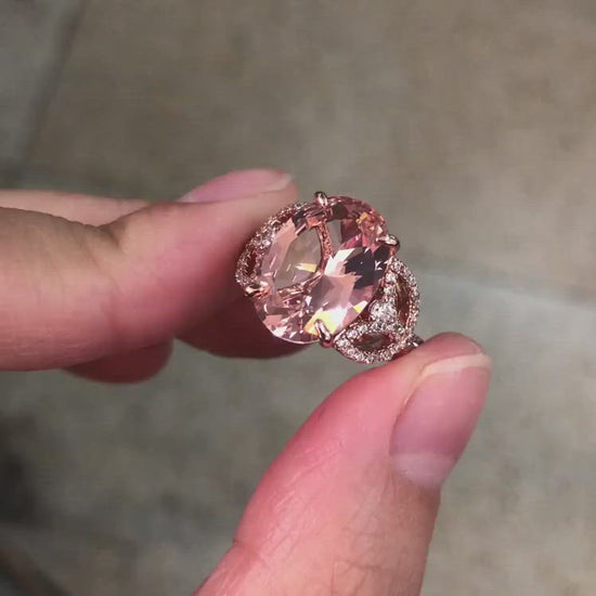 Oval Imitation Morganite Ring in Sterling Silver video