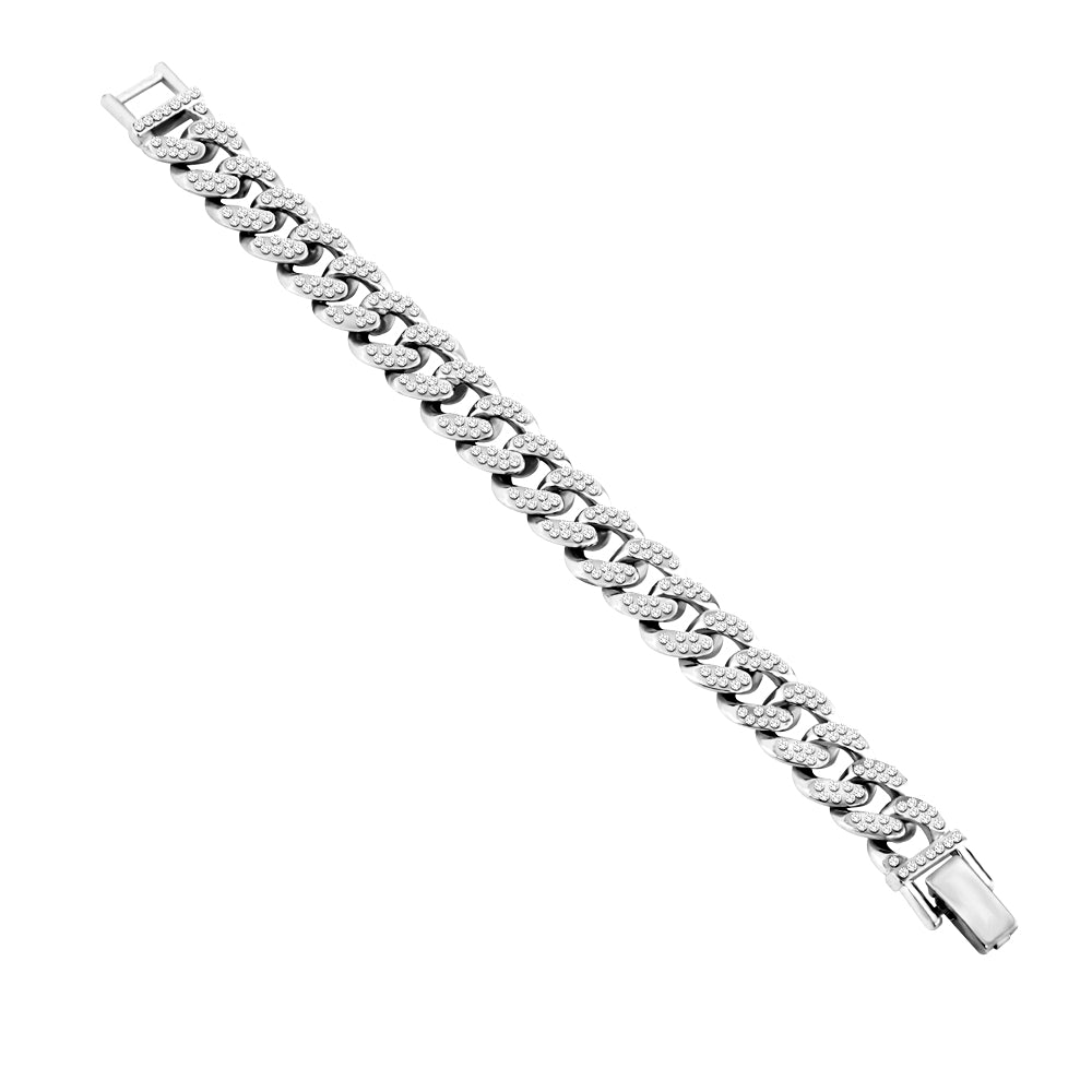 Dazzling Diamond-shaped Cuban Bracelet in Zinc Alloy