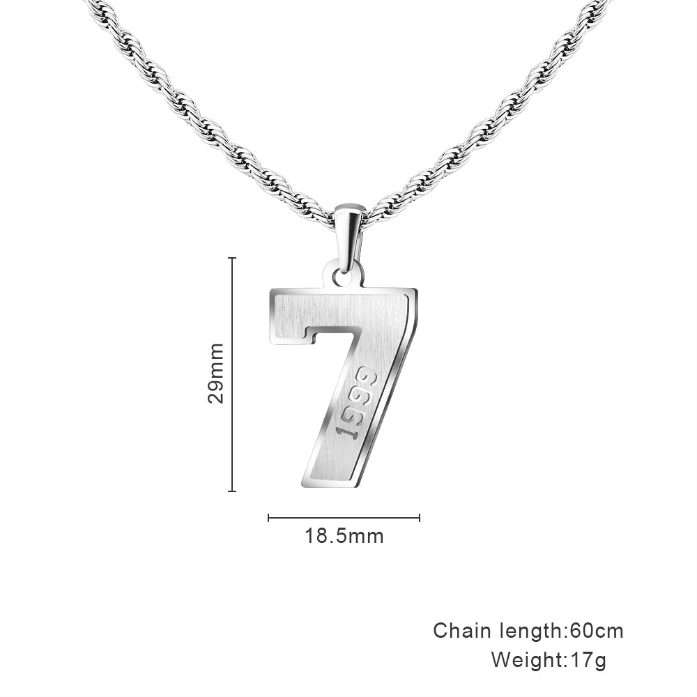 Custom Lucky Number 7 Necklace in Stainless size