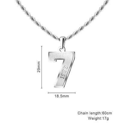 Custom Lucky Number 7 Necklace in Stainless size