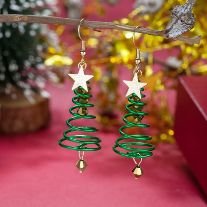 Star Christmas Tree Hook Earrings in Alloy front