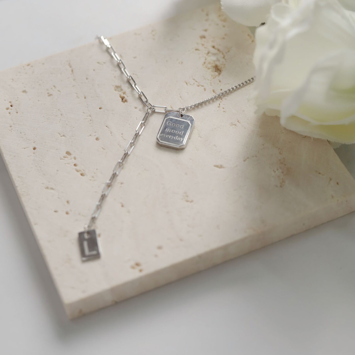 Letter L Good Mood Y Necklace in Sterling Silver