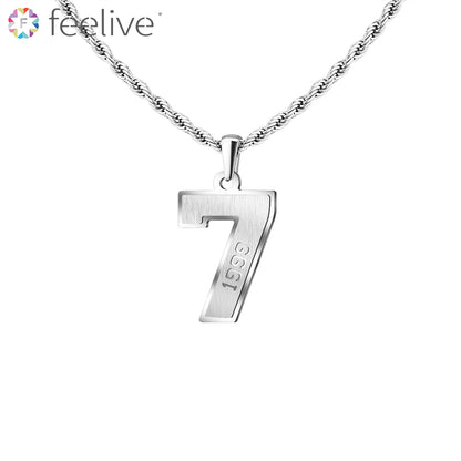 Custom Lucky Number 7 Necklace in Stainless - Feelive