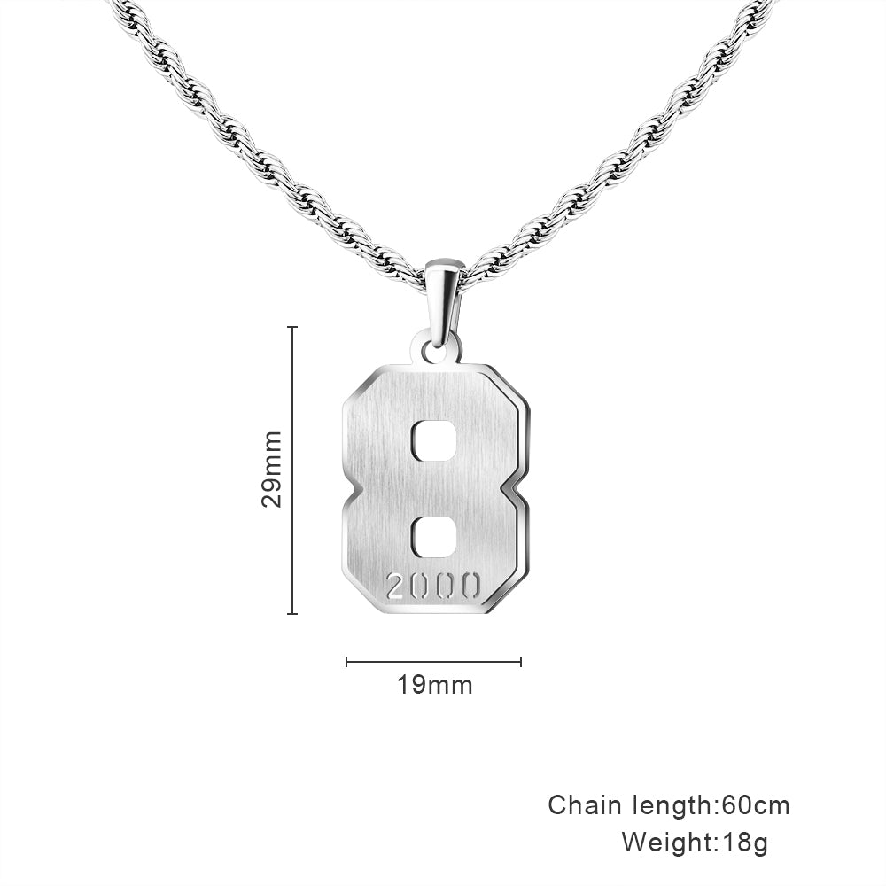 Custom Lucky Number 8 Necklace in Stainless size