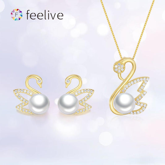 [TikTok] Luxury Pearl S925 Silver Golden Swan Necklace