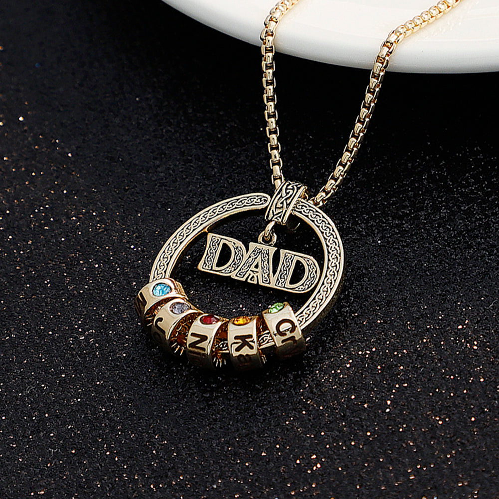 Dad Gift Custom Birthstone Men Necklace in Copper Alloy