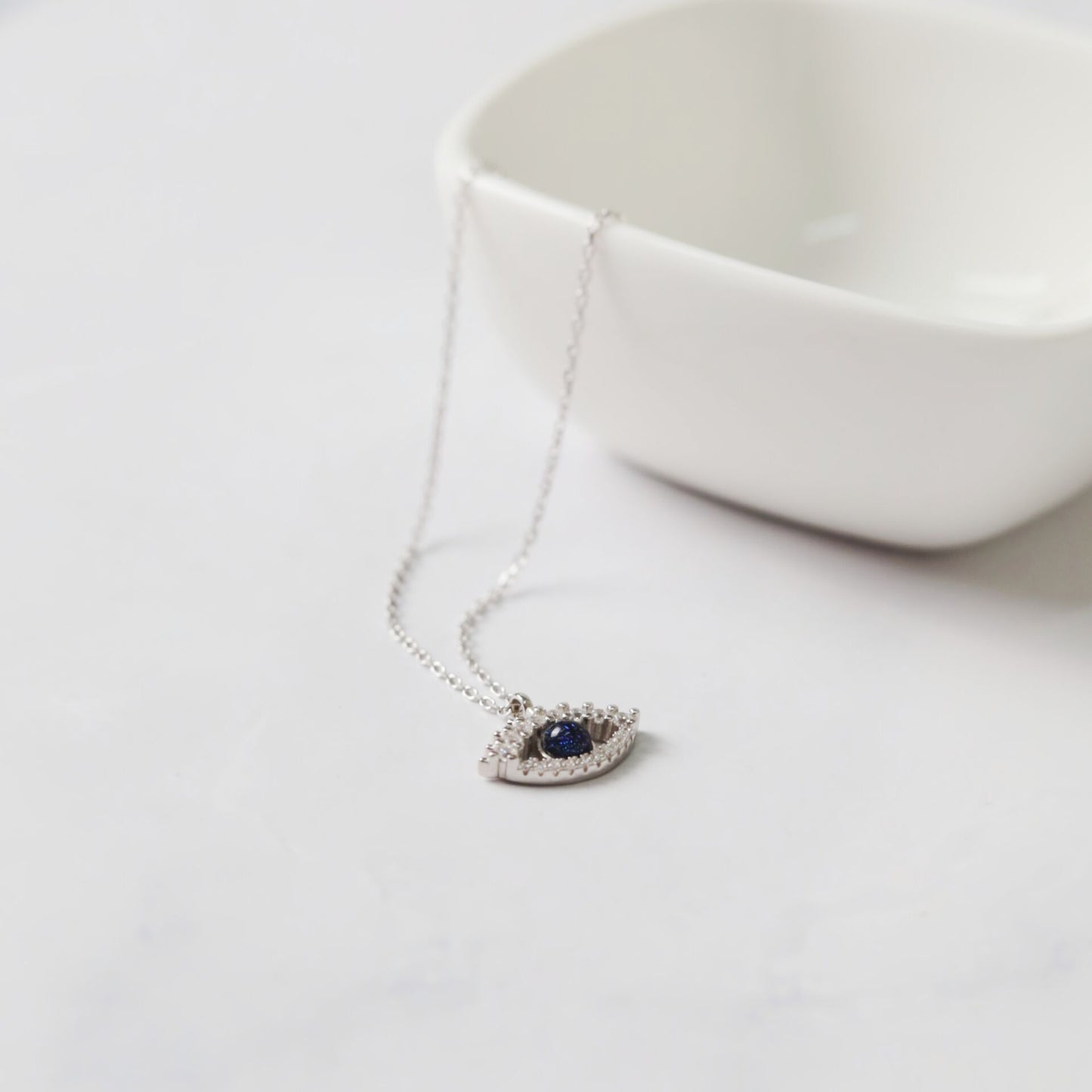 Devil's Eye Zircon Necklace in Sterling Silver