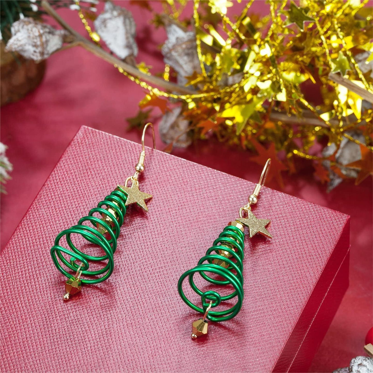 Star Christmas Tree Hook Earrings in Alloy side