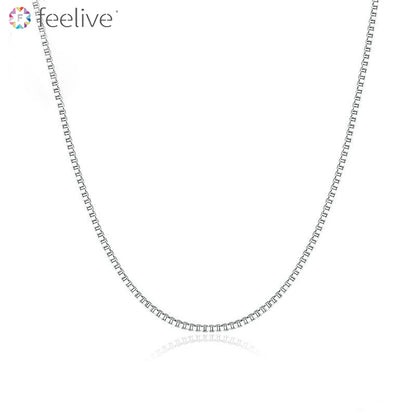 Box Chain Necklace in Sterling Silver - Feelive