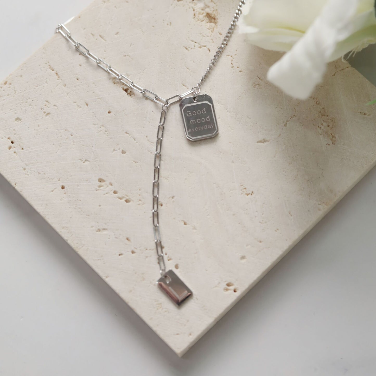 Letter L Good Mood Y Necklace in Sterling Silver