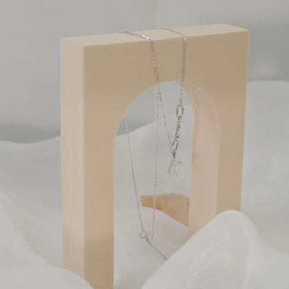 Letter K Paperclip Zircon Necklace in Sterling Silver