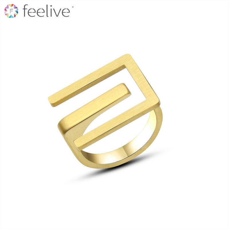 Mountain Shaped Statement Ring in Titanium gold - Feelive