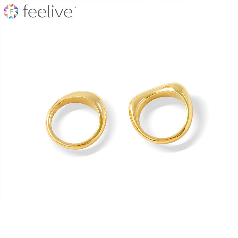 Simple Gold Plated Titanium Layered Ring