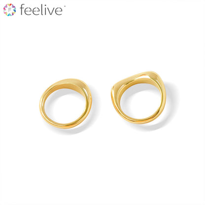 Simple Gold Plated Titanium Layered Ring