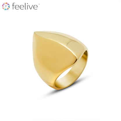 Shield shaped Statement Ring in Titanium gold - Feelive