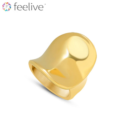 Saddle Shaped Statement Ring in Titanium - Feelive