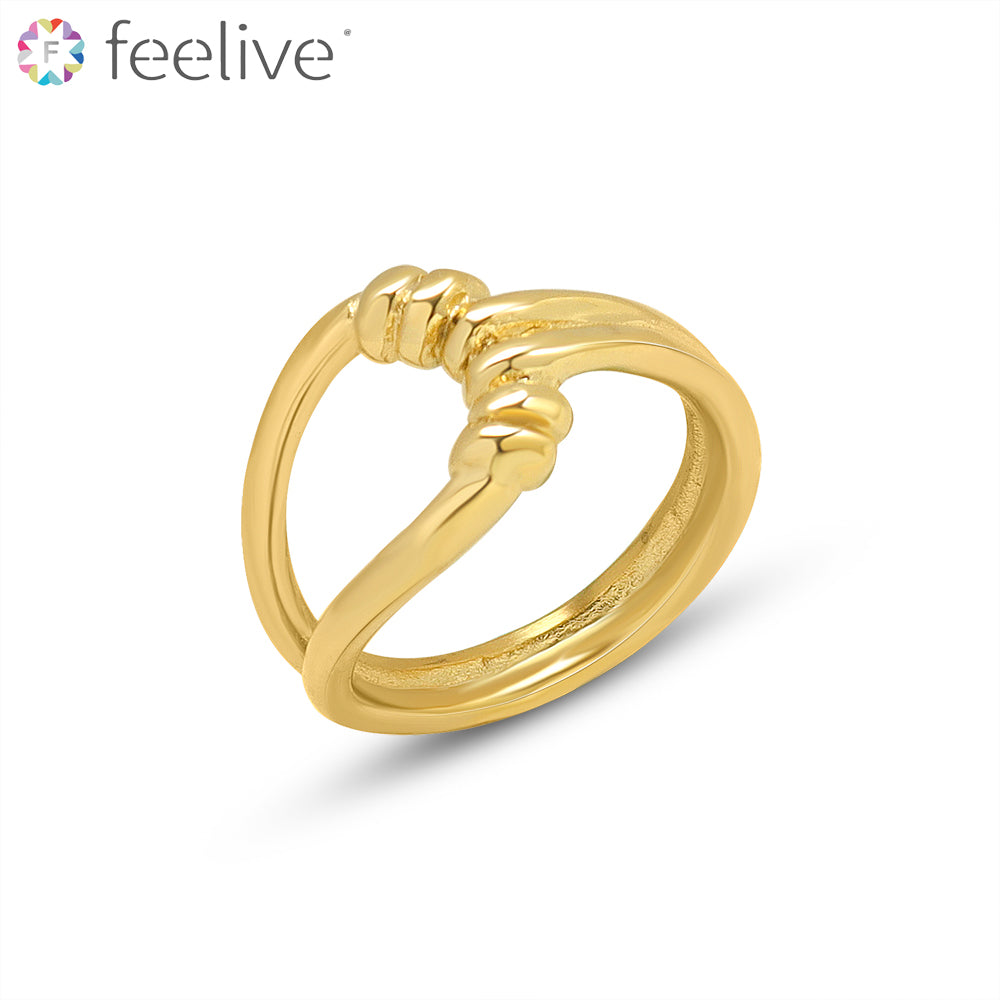 Knotted Ring in Titanium gold - Feelive