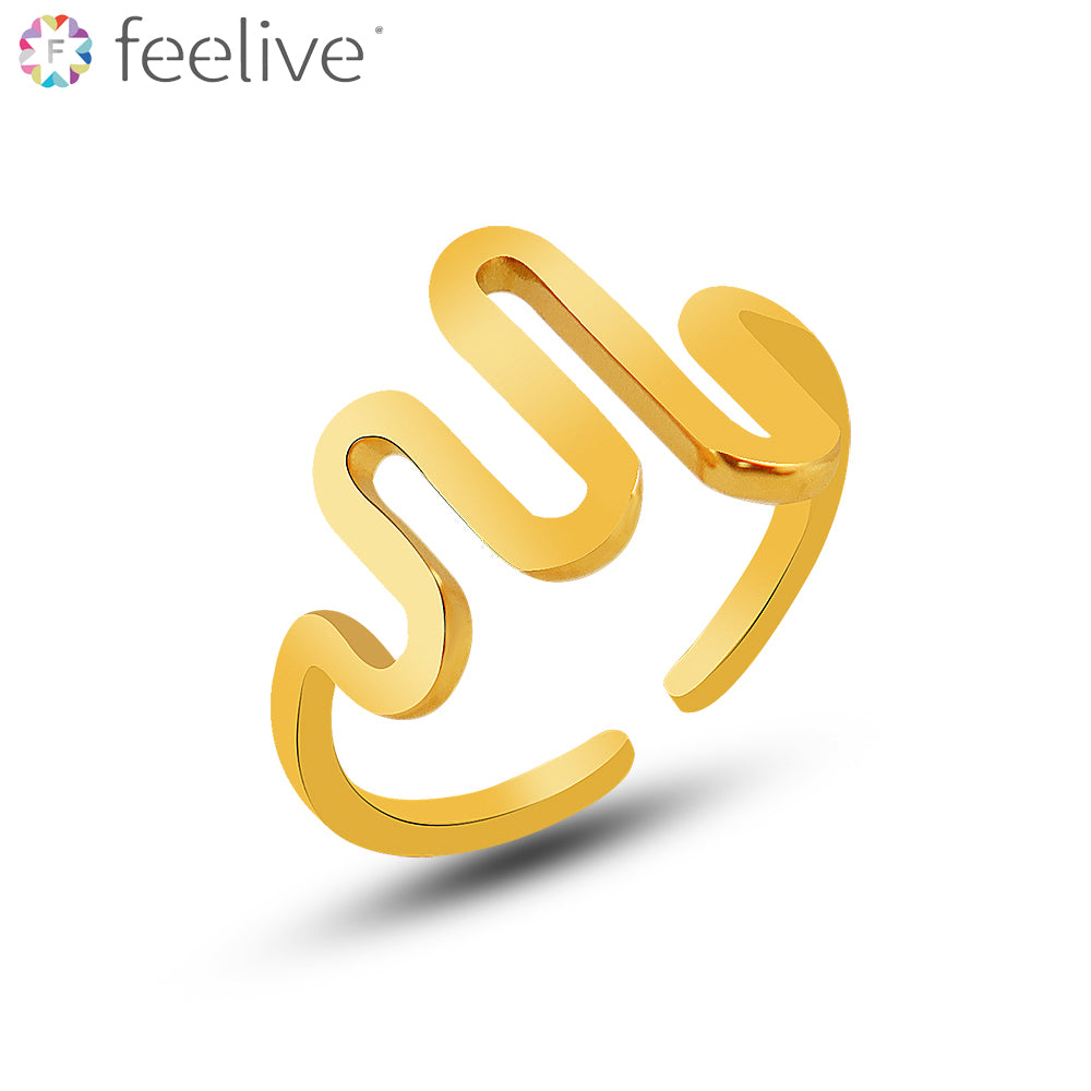 Wave Shaped Open Ring in Titanium - Feelive