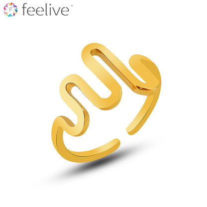 Wave Shaped Open Ring in Titanium - Feelive