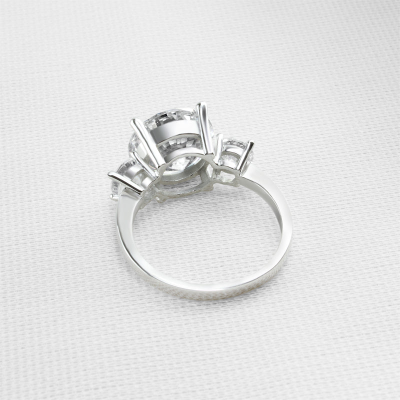 Three Stone SONA Diamond Ring in Sterling Silver back