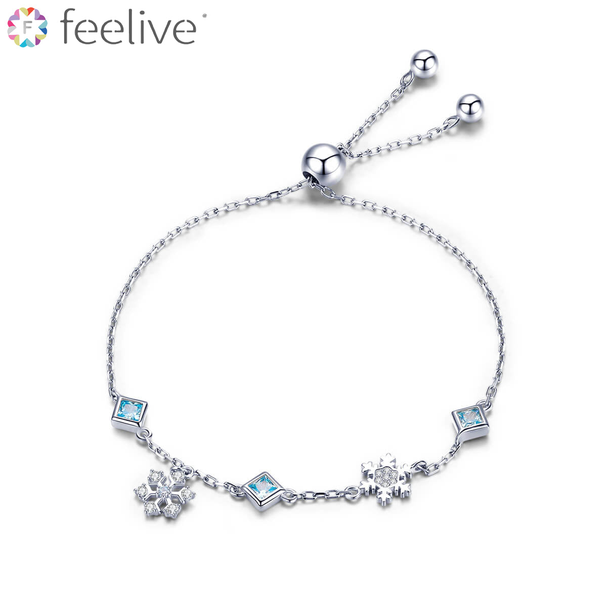 Snowflakes Fly Zircon Bracelet in Sterling Silver - Feelive