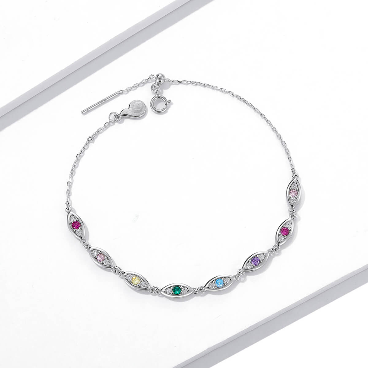 Colorful Devil's Eye Zircon Bracelet in Sterling Silver front