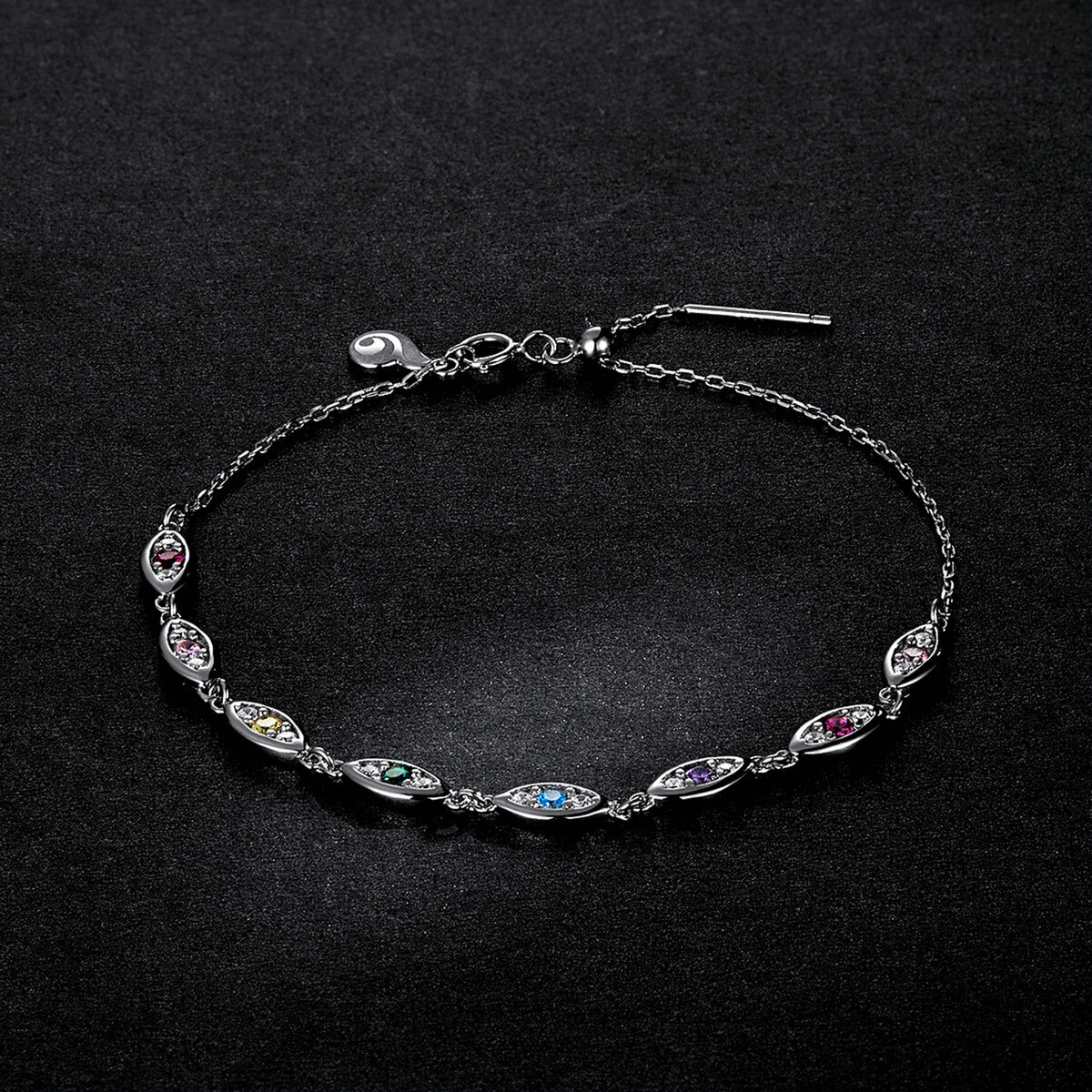 Colorful Devil's Eye Zircon Bracelet in Sterling Silver 