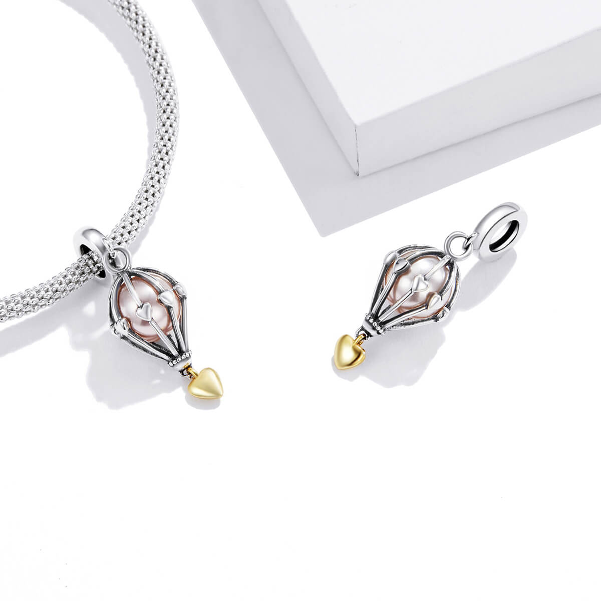 Sweet Expression Gem Charms Set in Sterling Silver hot air balloon