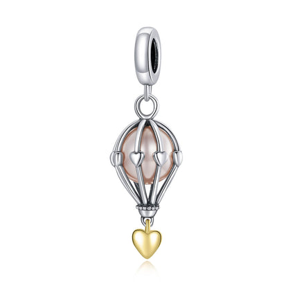 Sweet Expression Gem Charms Set in Sterling Silver hot air balloon