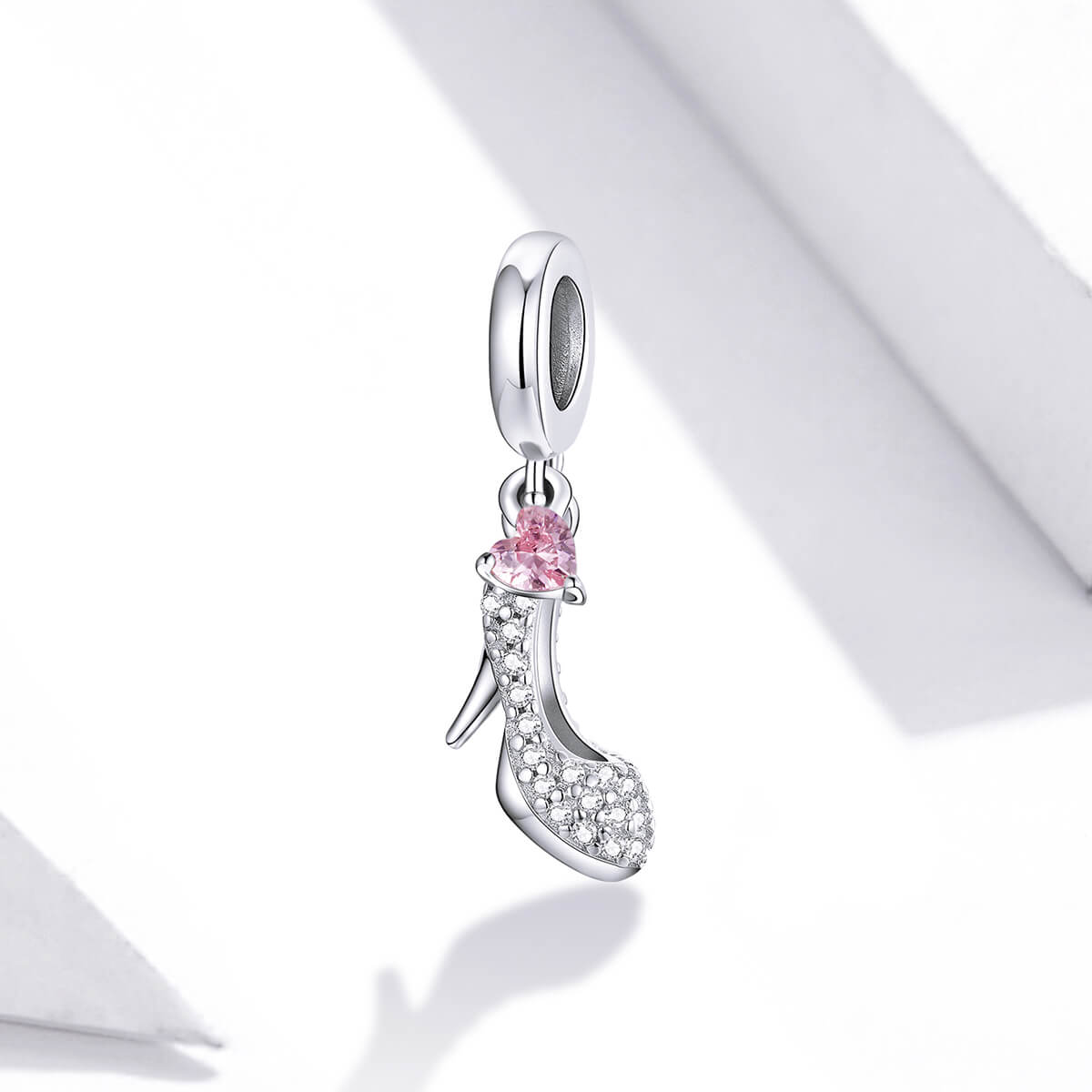 Crystal Shoe Zircon Charm in Sterling Silver front