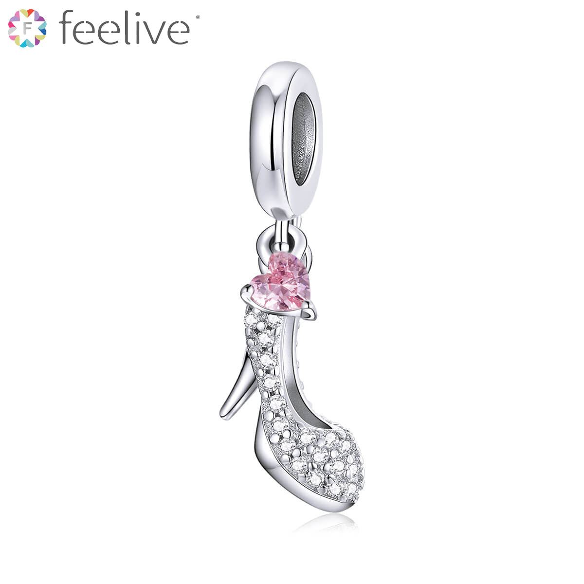 Crystal Shoe Zircon Charm in Sterling Silver - Feelive