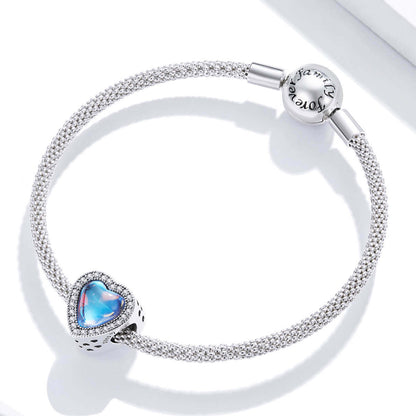 Moonlight Concerto Moonstone Glass Charm Set in Sterling Silver moonlight love bracelet accessory