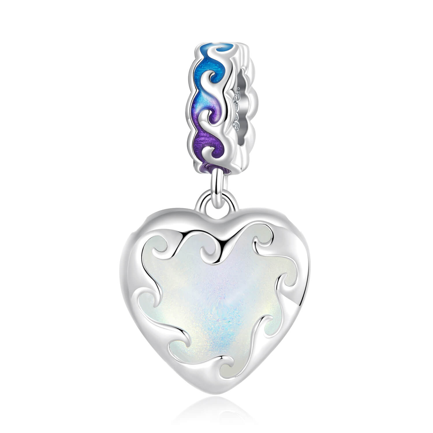 Summer Beach Gem Charms Set in Sterling Silver wave heart