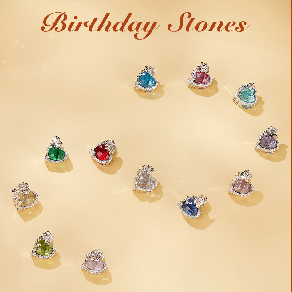 Twelve Month Flowers and Birthstones Zircon Charm in Sterling Silver 