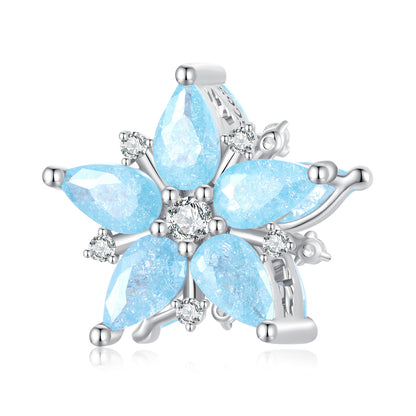 Ice Kingdom Zircon Enamel Moonstone Charms Set in Sterling Silver snowflake