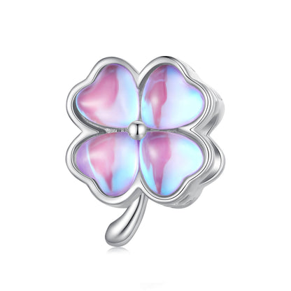 Lucky Garden Gem Charm Set in Sterling Silver clover