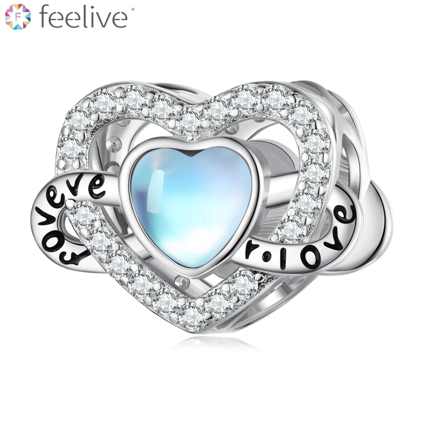 Infinite Love Moonstone Zircon Charm in Sterling Silver - Feelive