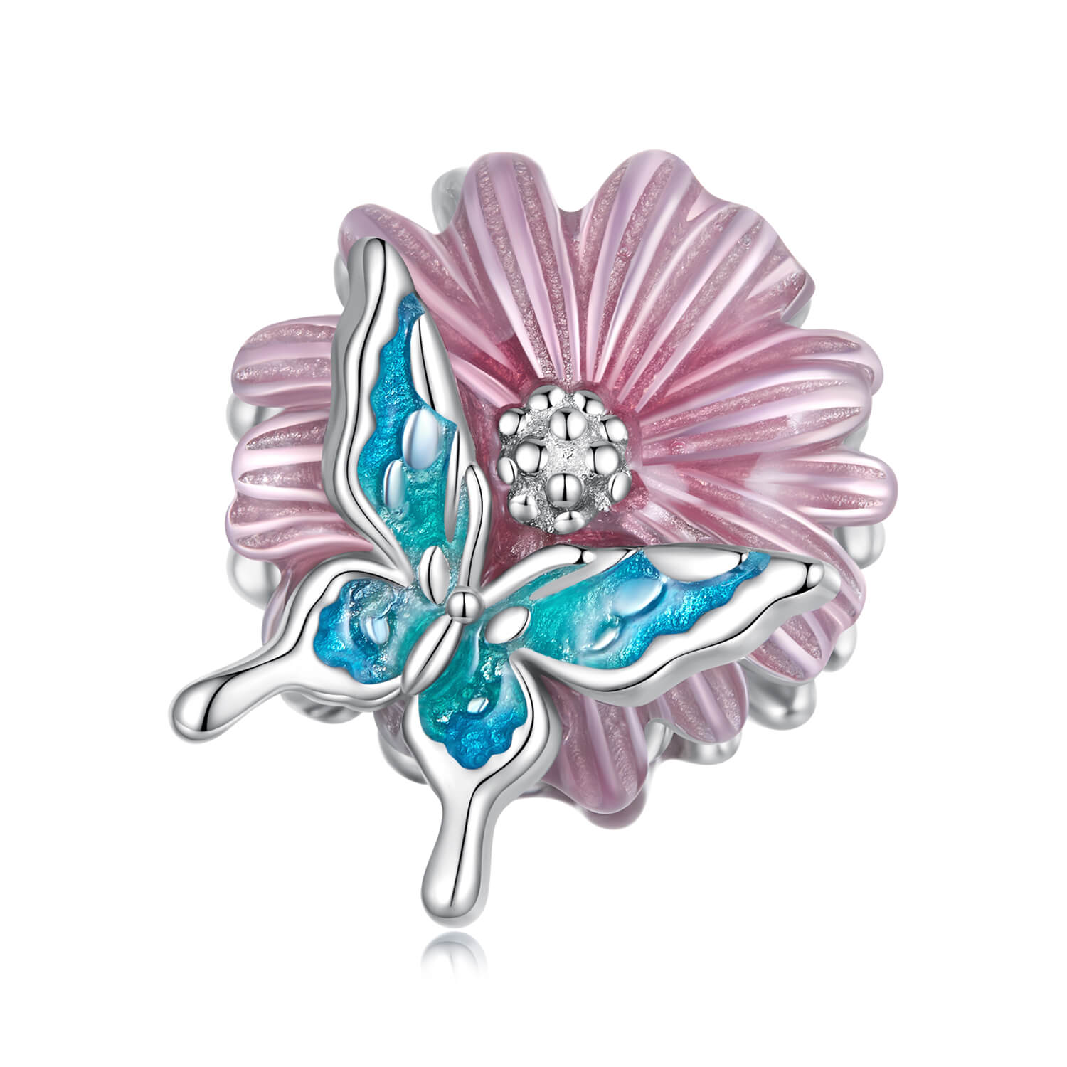 Spring Colors Series Gem Charm Set in Sterling Silver daisy butterfly