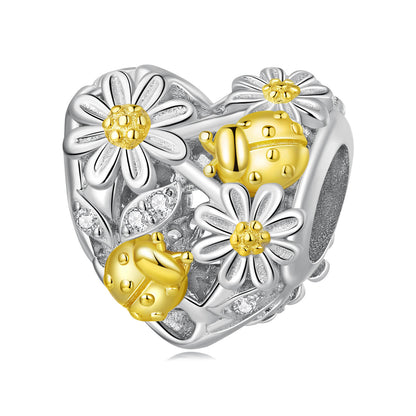 Daisy Garden Zircon Charms Set in Sterling Silver daisy beetle