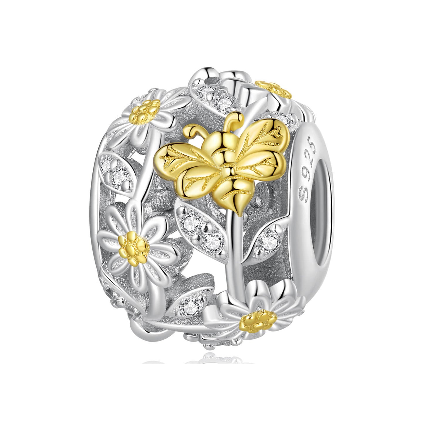 Daisy Garden Zircon Charms Set in Sterling Silver daisy bee charm