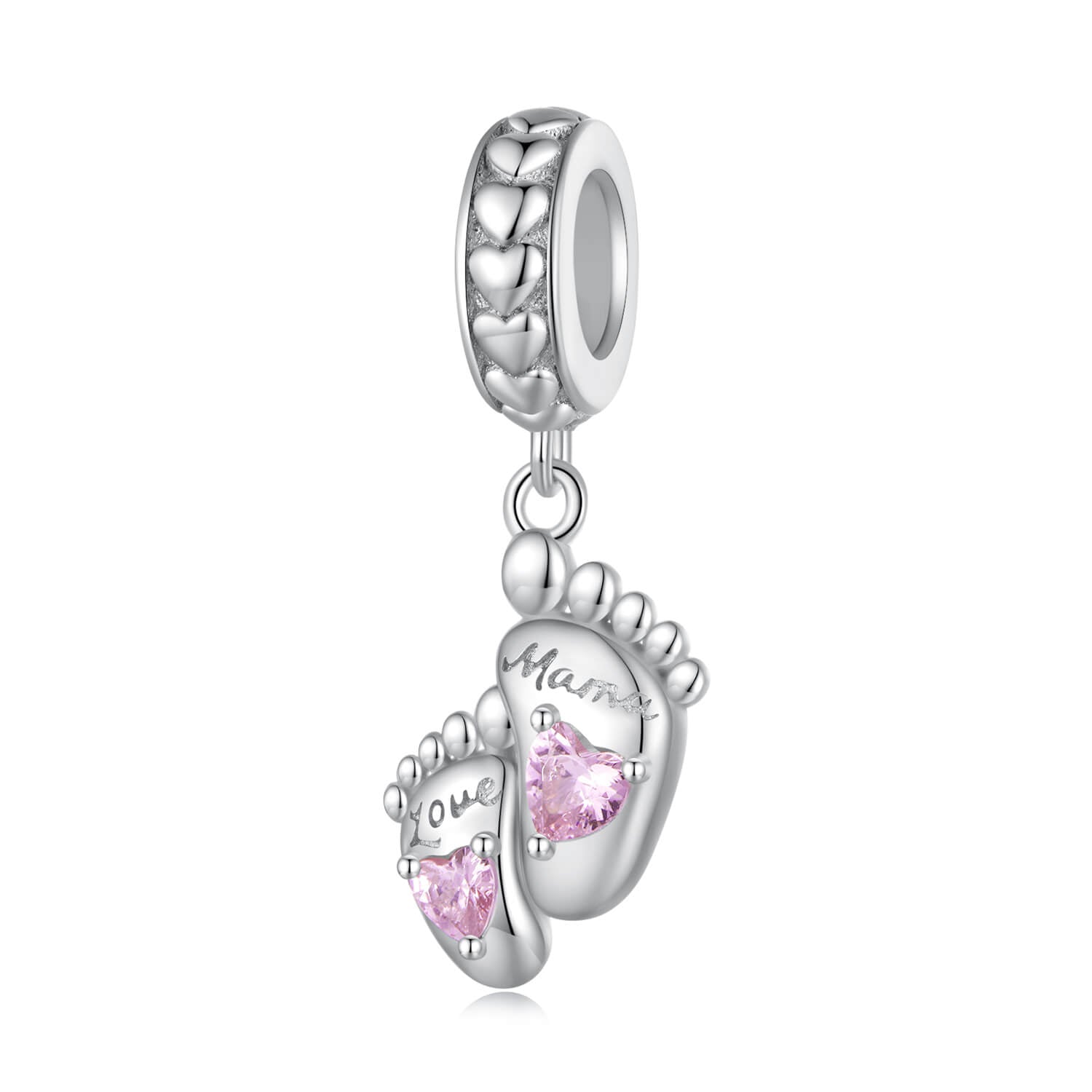 Shine the Mother's Day Zircon Charms Set in Sterling Silver footprints of love