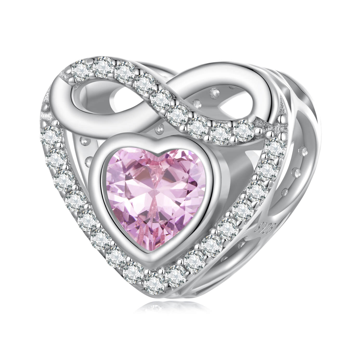 Shine the Mother's Day Zircon Charms Set in Sterling Silver eternal heart