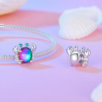 Dreamy Ocean Gemstones Charm Set in Sterling Silver crab front and back