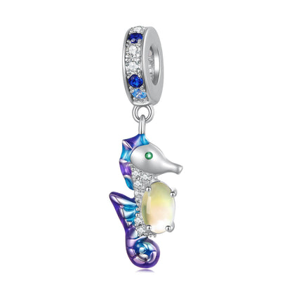 Dreamy Ocean Gemstones Charm Set in Sterling Silver seahorse