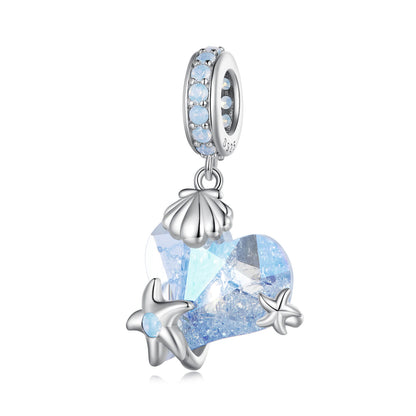 Fantasy Ocean Gemstones Charm Set in Sterling Silver heart