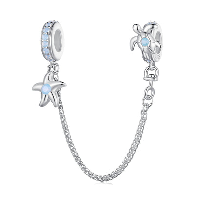 Fantasy Ocean Gemstones Charm Set in Sterling Silver safety charm