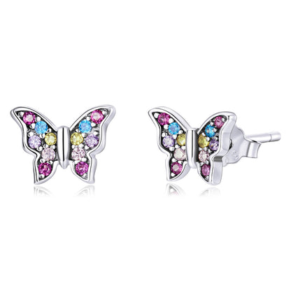 Garden Insect Series Zircon Earrings Set in Sterling Silver butterfly