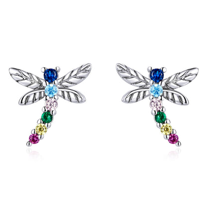 Garden Insect Series Zircon Earrings Set in Sterling Silver dragonfly