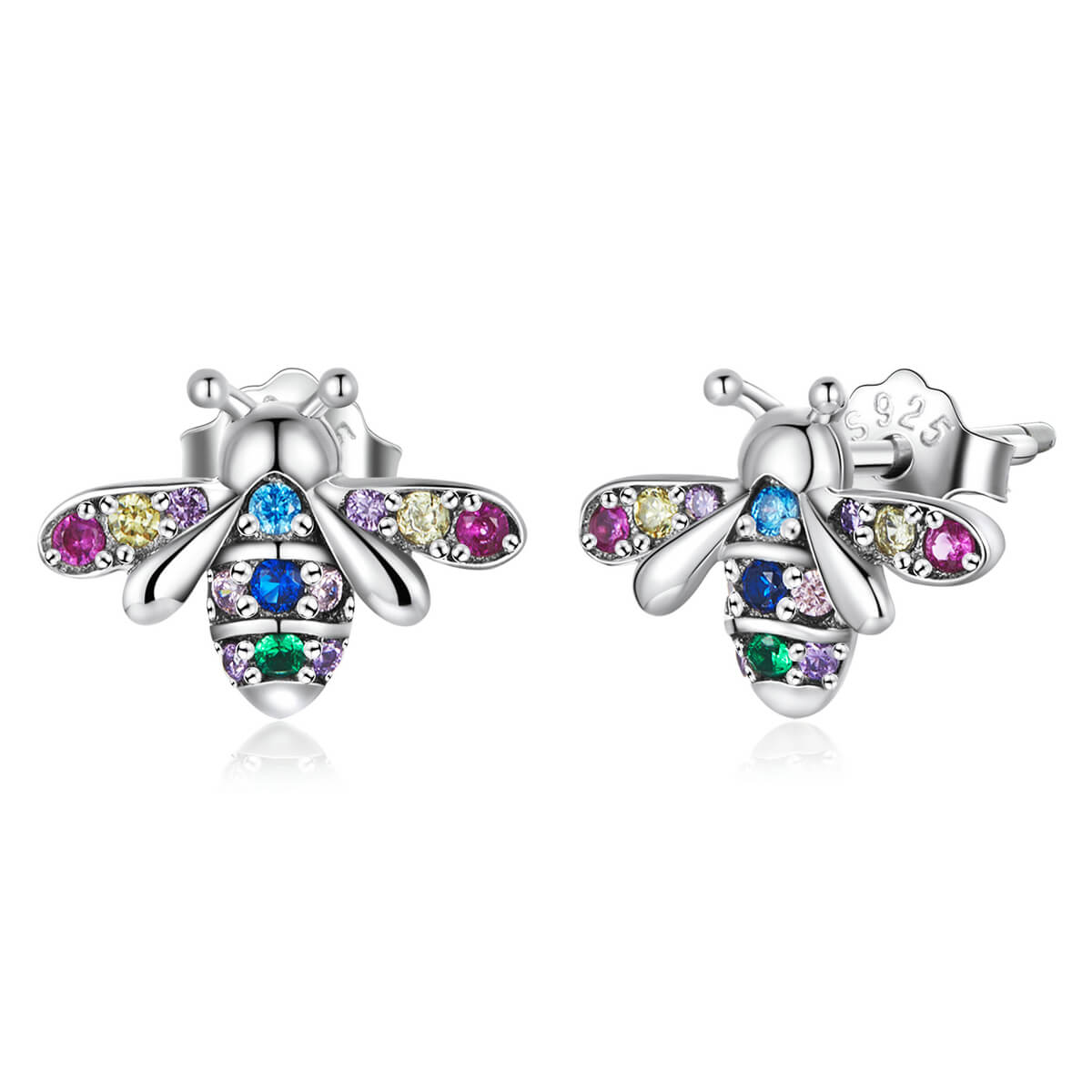 Garden Insect Series Zircon Earrings Set in Sterling Silver bee